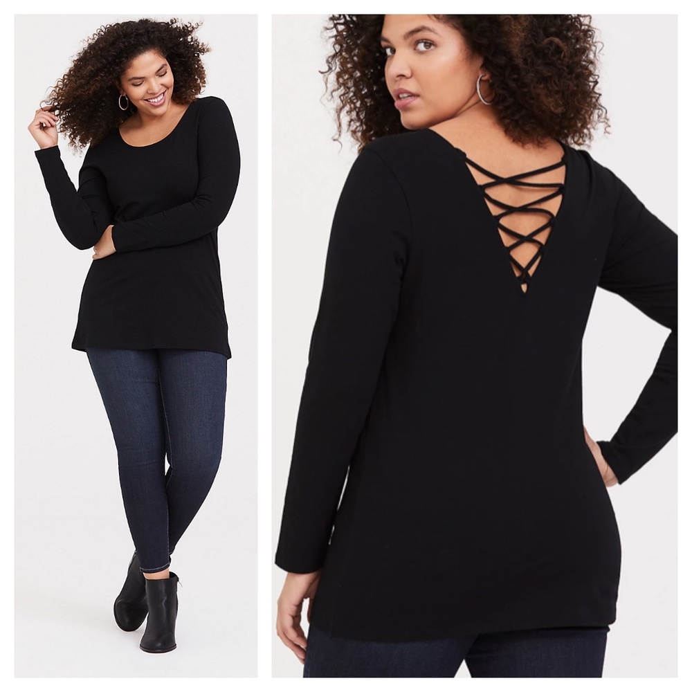 Torrid Black Strappy Back Foxy Pullover 0